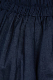 Product shot of the Studio Crop Pant in colour Navy (Blue), detail