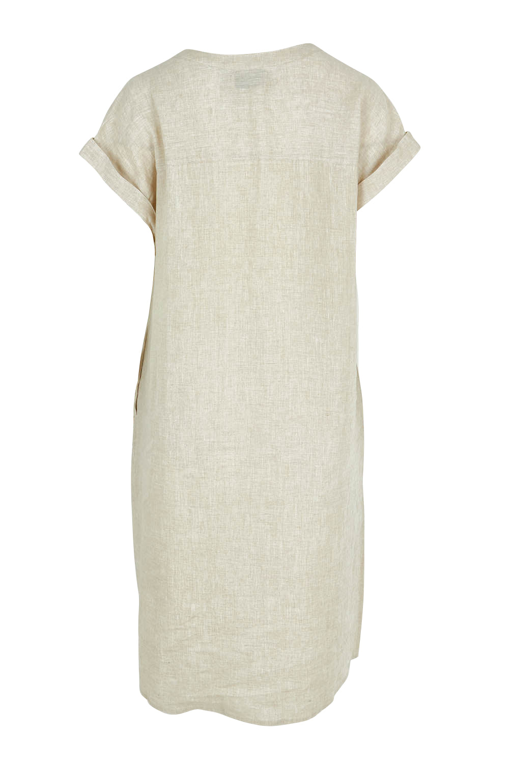 Product shot of the Studio Linen Dress in colour Tusk, from the back