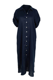 Product shot of the Studio Shirt Dress in colour Navy (Blue), detail