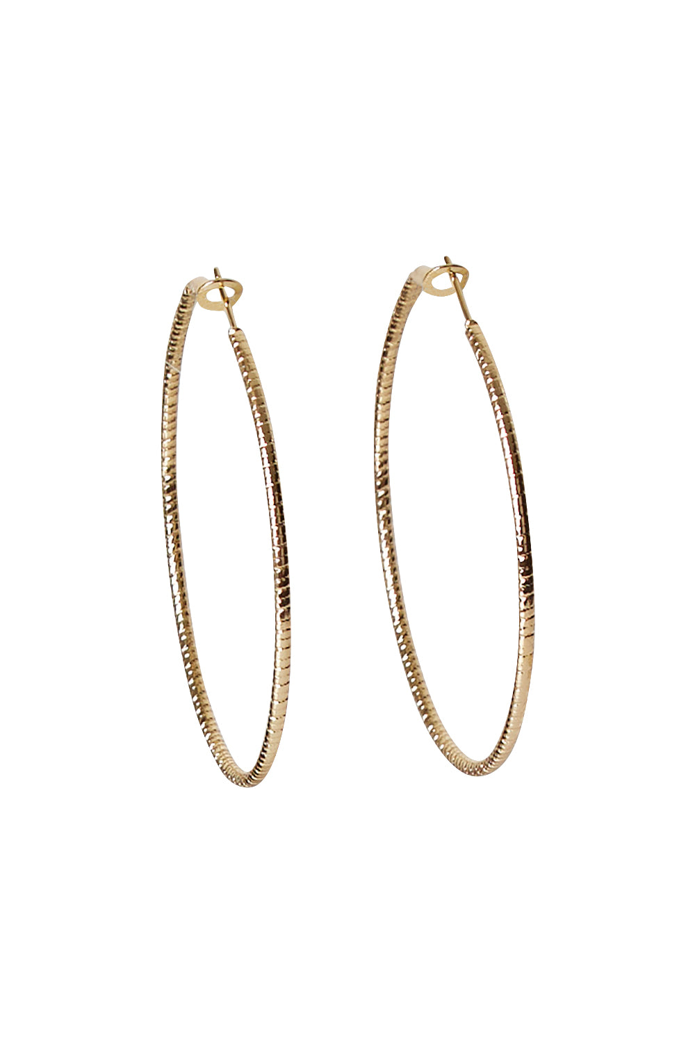 Product shot of the Fleur Hoop Earring in colour Gold (Metallics), from the front