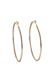 Product shot of the Fleur Hoop Earring in colour Gold (Metallics), from the front