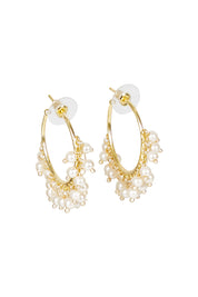 Product shot of the Belladonna Pearl Earring in colour Hoop (Metallics), from the front