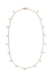 Product shot of the Belladonna Pearl Drop Necklace in colour Pearldrop (Metallics), from the front