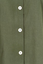 Product shot of the Studio Oversize Cotton Shirt in colour Khaki (Green), detail