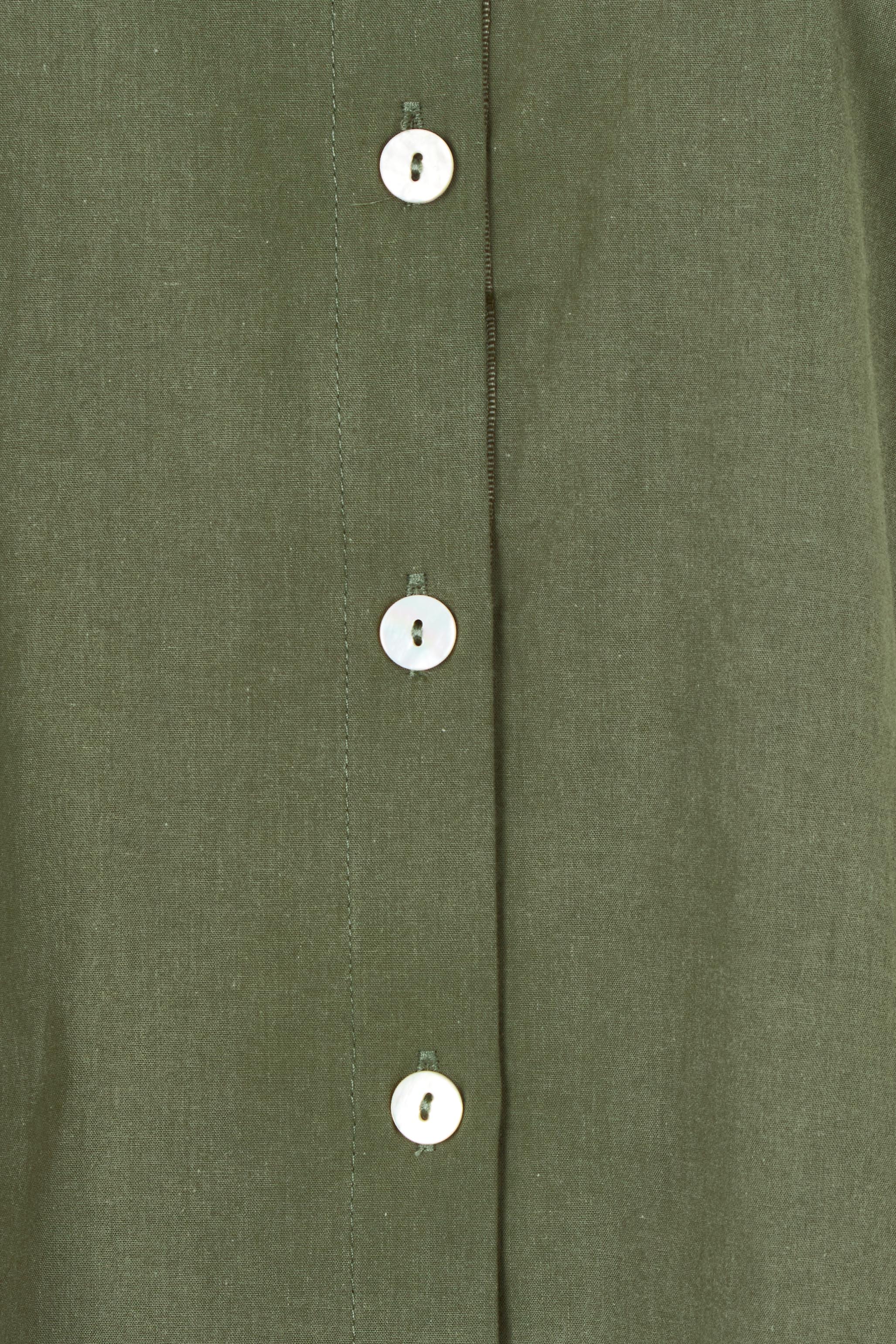 Product shot of the Studio Oversize Cotton Shirt in colour Khaki (Green), detail