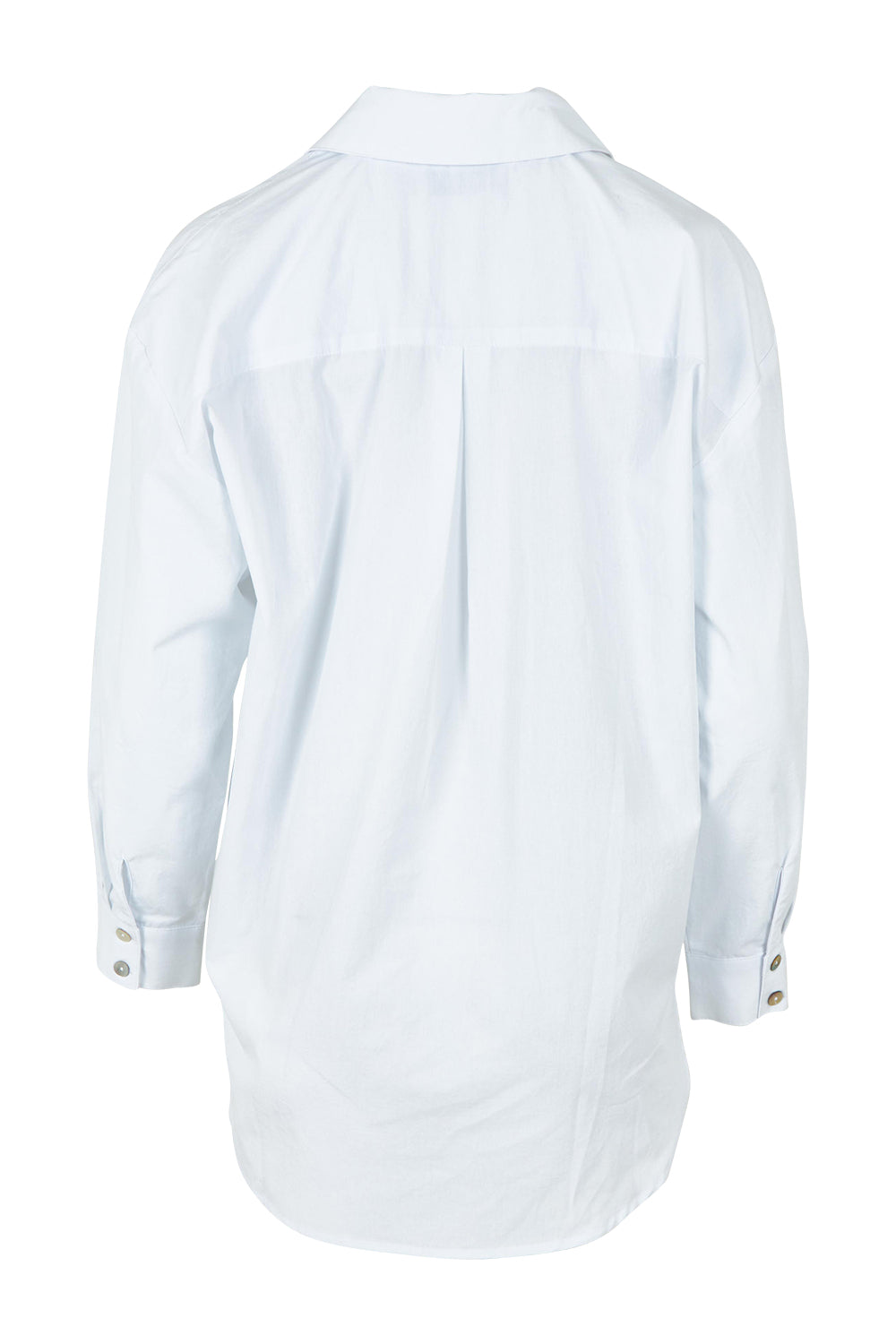 Product shot of the Studio Oversize Cotton Shirt in colour Salt (White), from the back