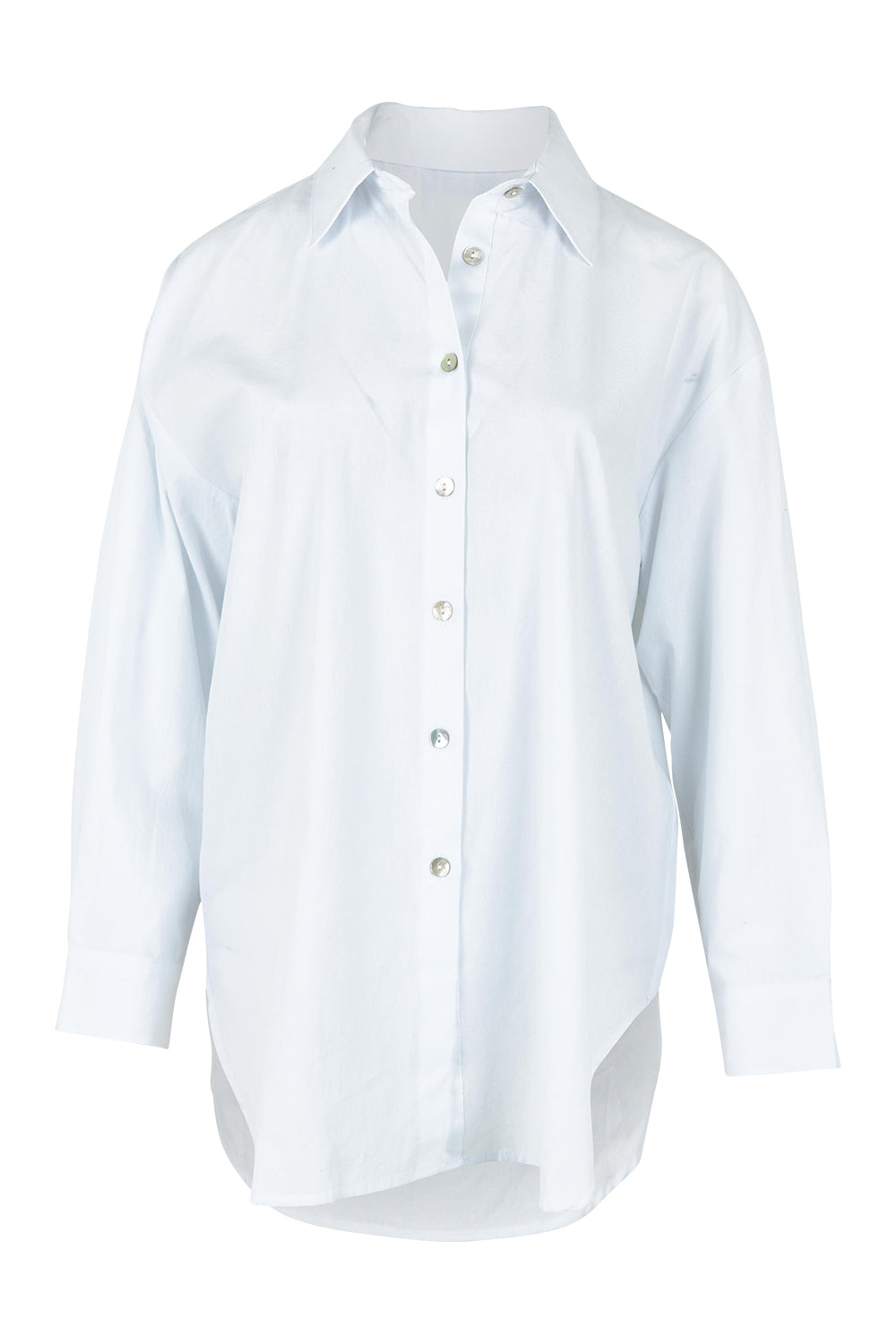 Product shot of the Studio Oversize Cotton Shirt in colour Salt (White), from the front