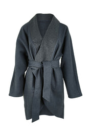 Product shot of the Klein Wrap Jacket in colour Oxford (Blue), from the front