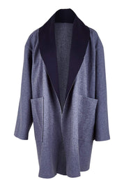Product shot of the Klein Duster Coat in colour Denim (Blue), from the front