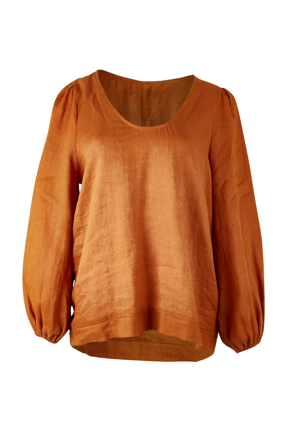 Product shot of the Nama Top in colour Ochre, from the front
