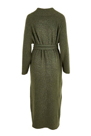 Product shot of the Paarl Tie Knit Dress in colour Moss (Green), from the back