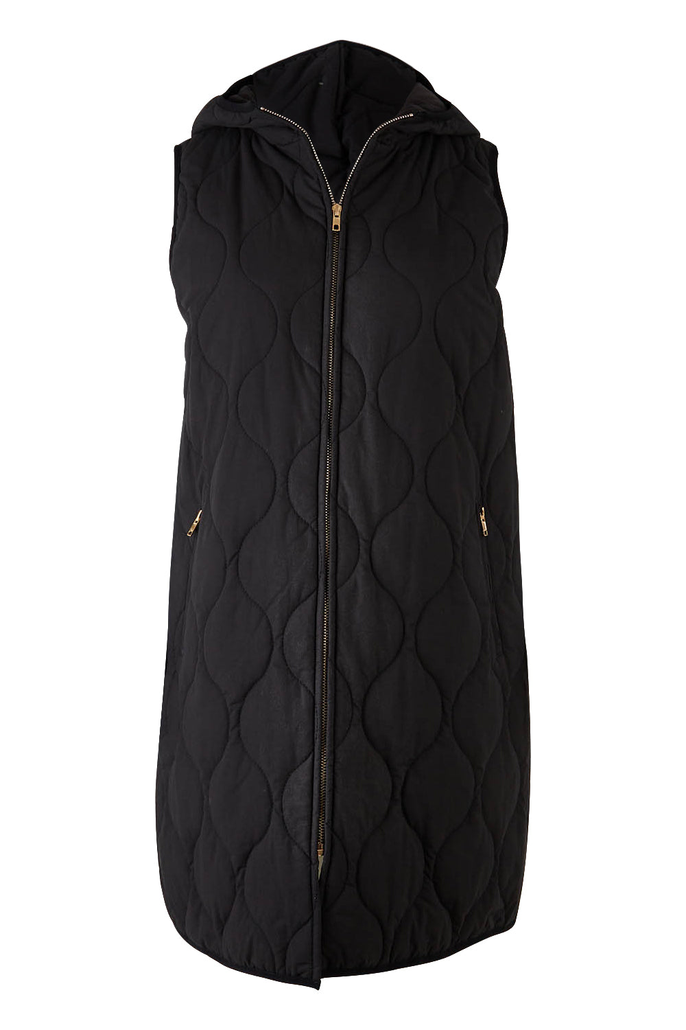 Product shot of the Ribe Vest in colour Ebony (Black), from the front