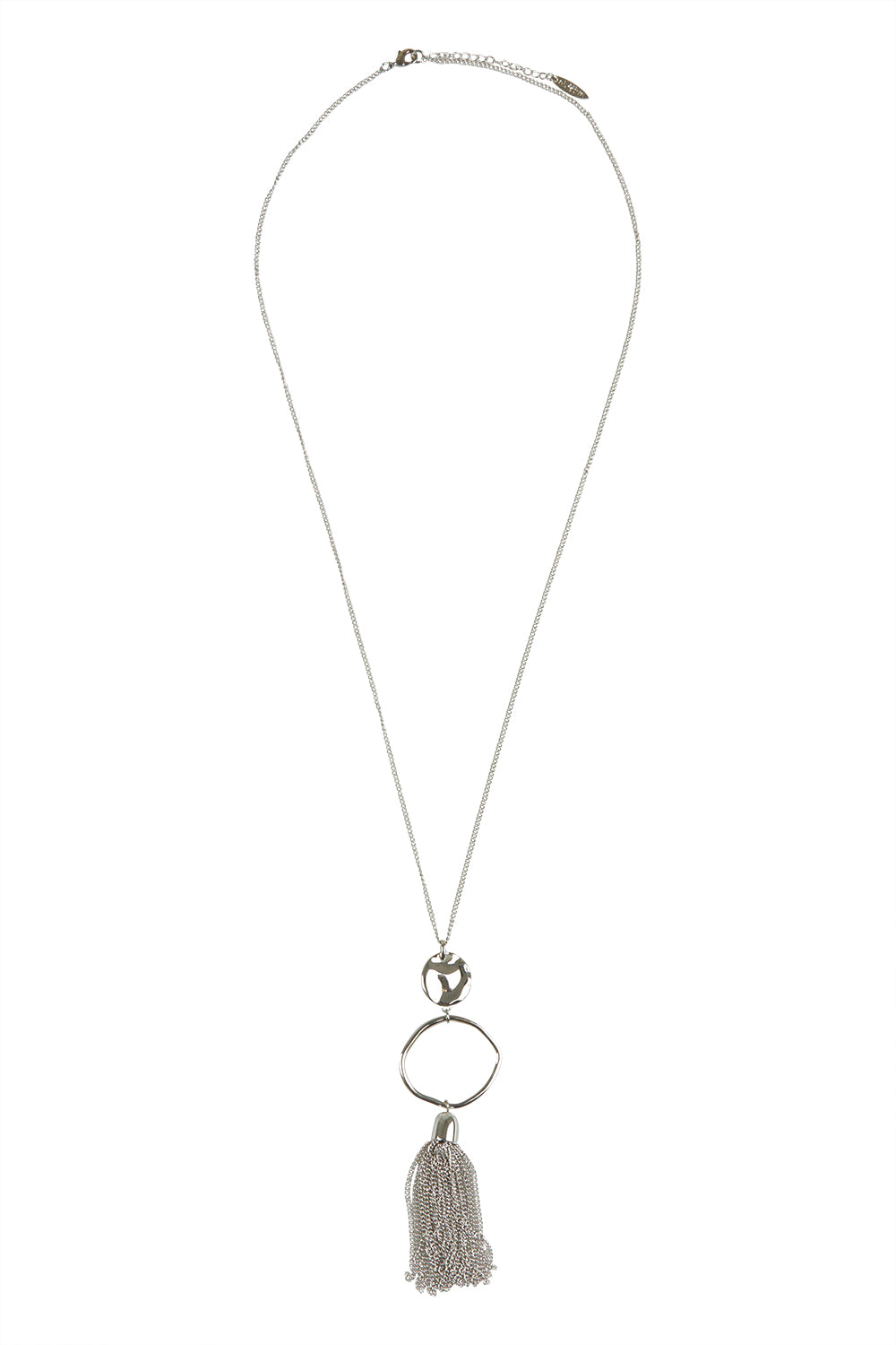 Product shot of the Meta Large Necklace in colour Silver (Metallics), from the front