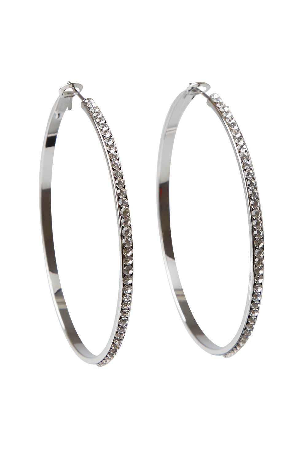 Product shot of the Norse Diamante Hoop in colour Silver (Metallics), from the front