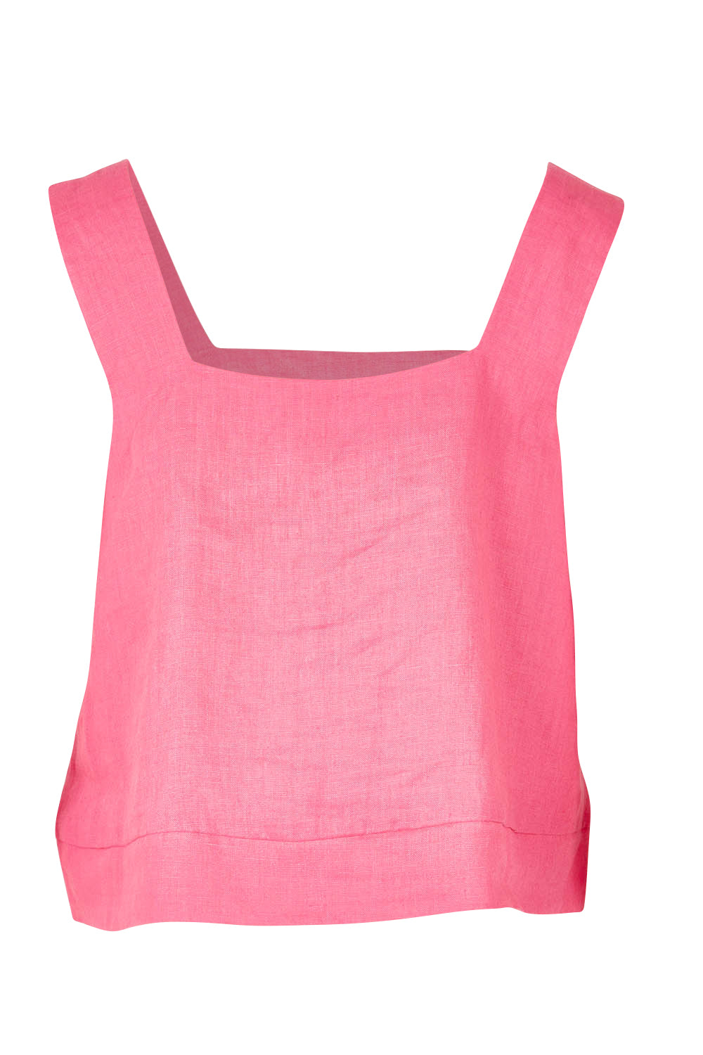Product shot of the Halcyon Linen Tank in colour Musk (Pink), from the back