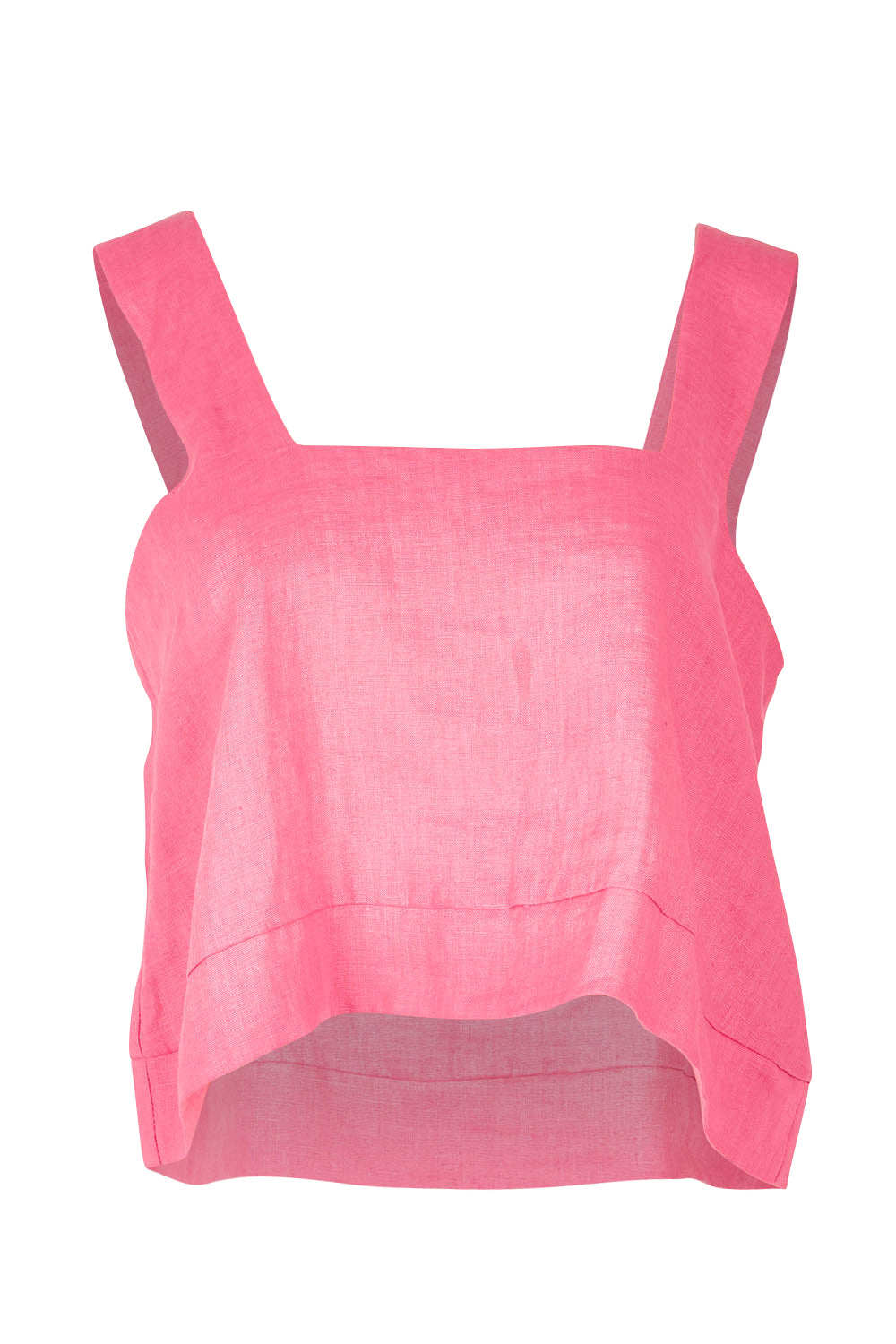 Product shot of the Halcyon Linen Tank in colour Musk (Pink), from the front