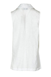 Product shot of the Halcyon Linen Vest in colour Opal (White), from the back