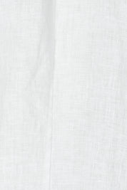 Product shot of the Halcyon Linen Vest in colour Opal (White), detail