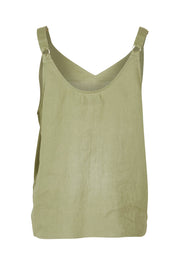 Product shot of the Sojourn Linen Tank in colour Aloe (Green), from the back