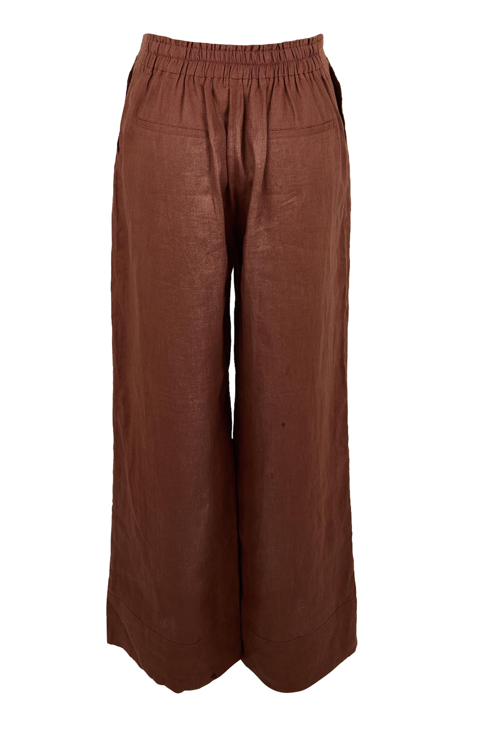 Product shot of the Studio Linen Pant – Chocolate in colour Chocolate, from the back