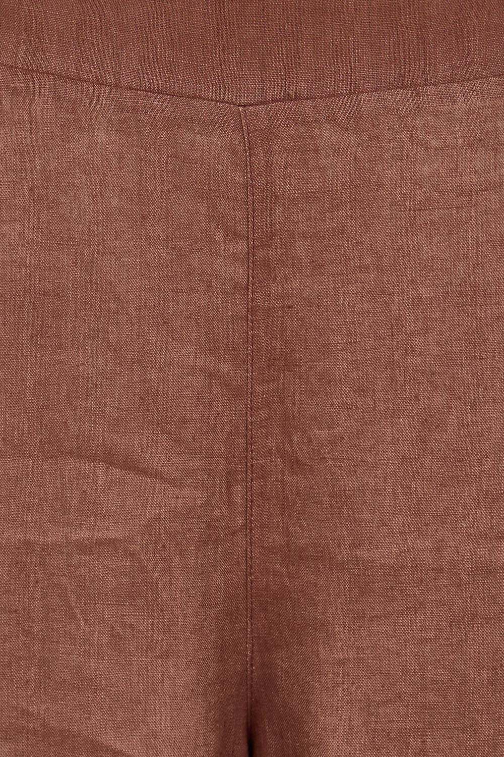 Product shot of the Studio Linen Pant – Chocolate in colour Chocolate, showing detail