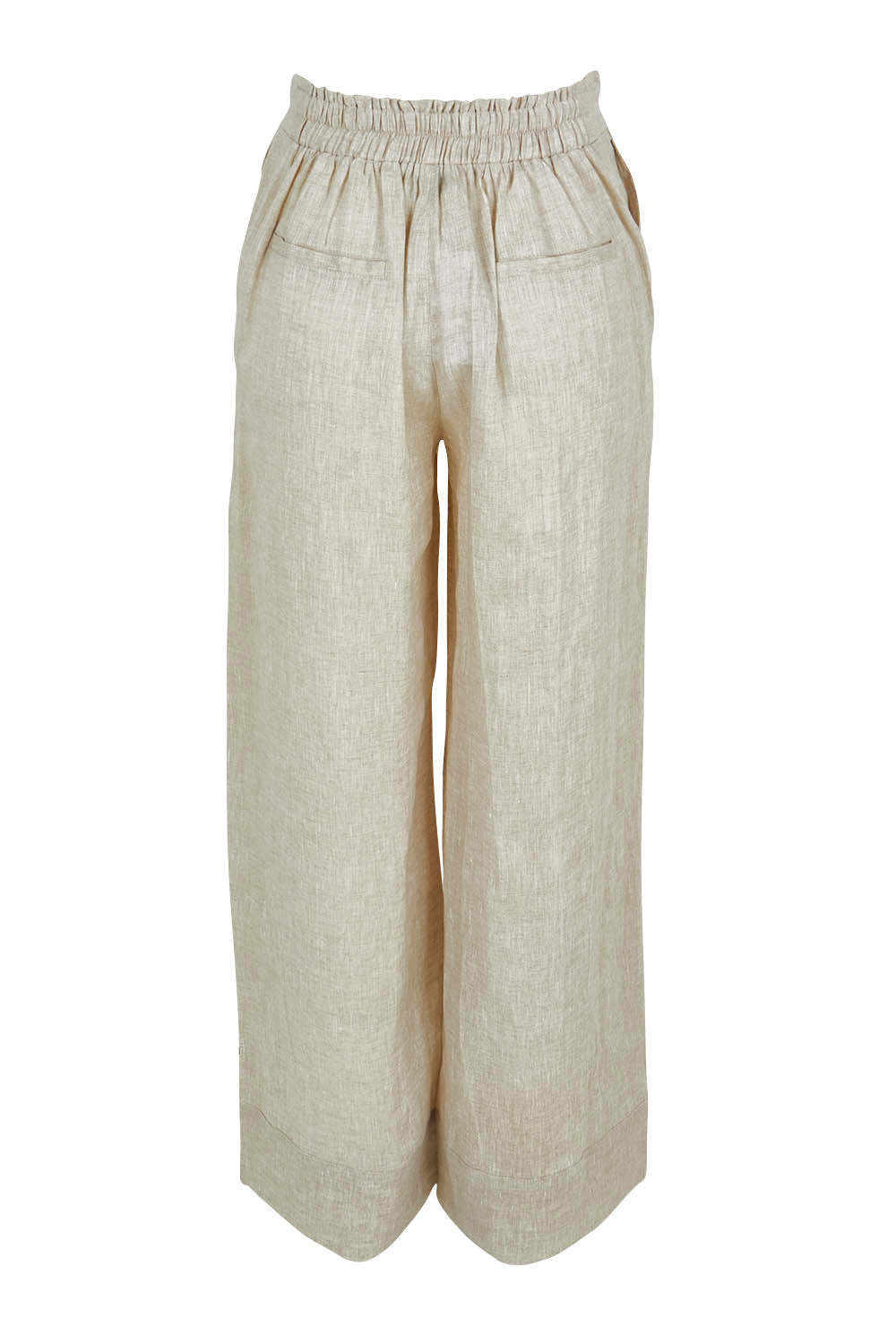 Product shot of the Studio Linen Pant in colour Tusk, from the back