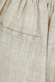 Product shot of the Studio Linen Pant in colour Tusk, detail