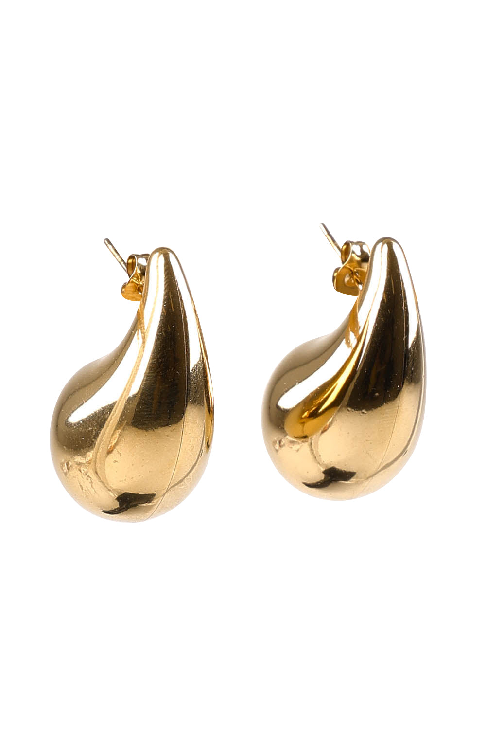 Product shot of the Halcyon Earring in colour Gold (Metallics), from the front