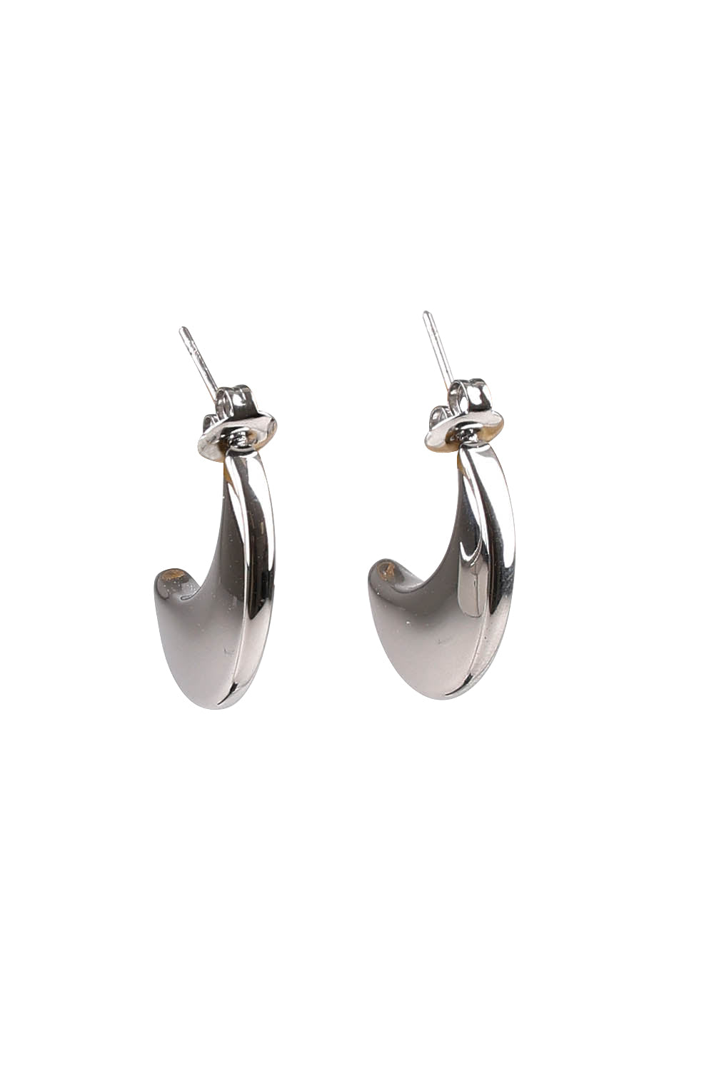 Product shot of the Halcyon Cresent Earring in colour Silver (Metallics), from the front