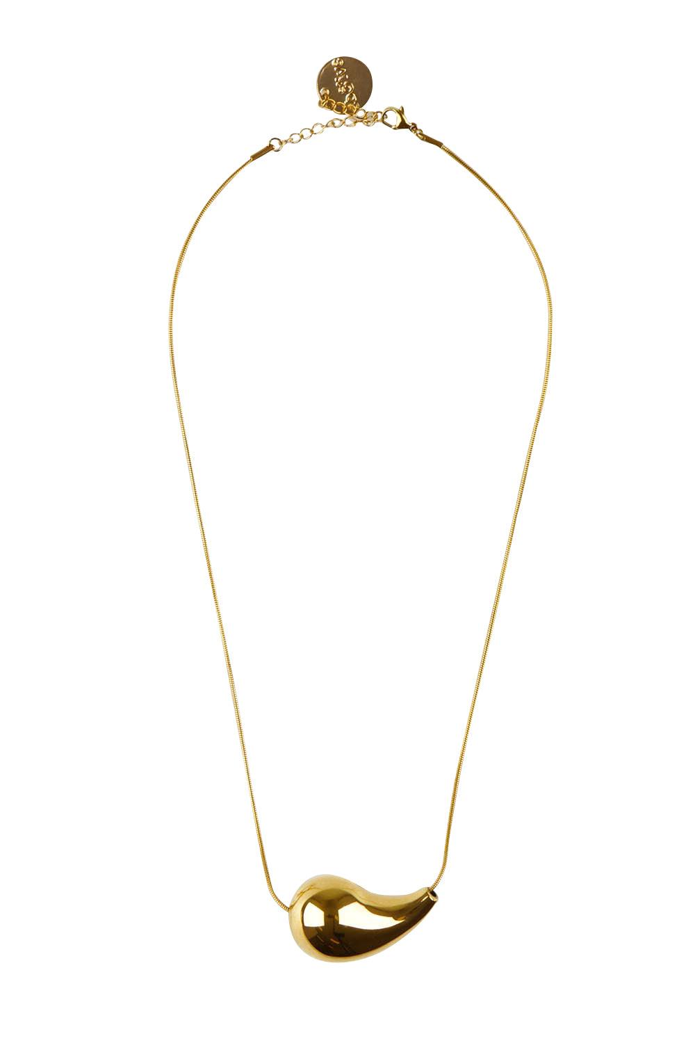 Product shot of the Halcyon Short Necklace in colour Gold (Metallics), from the front