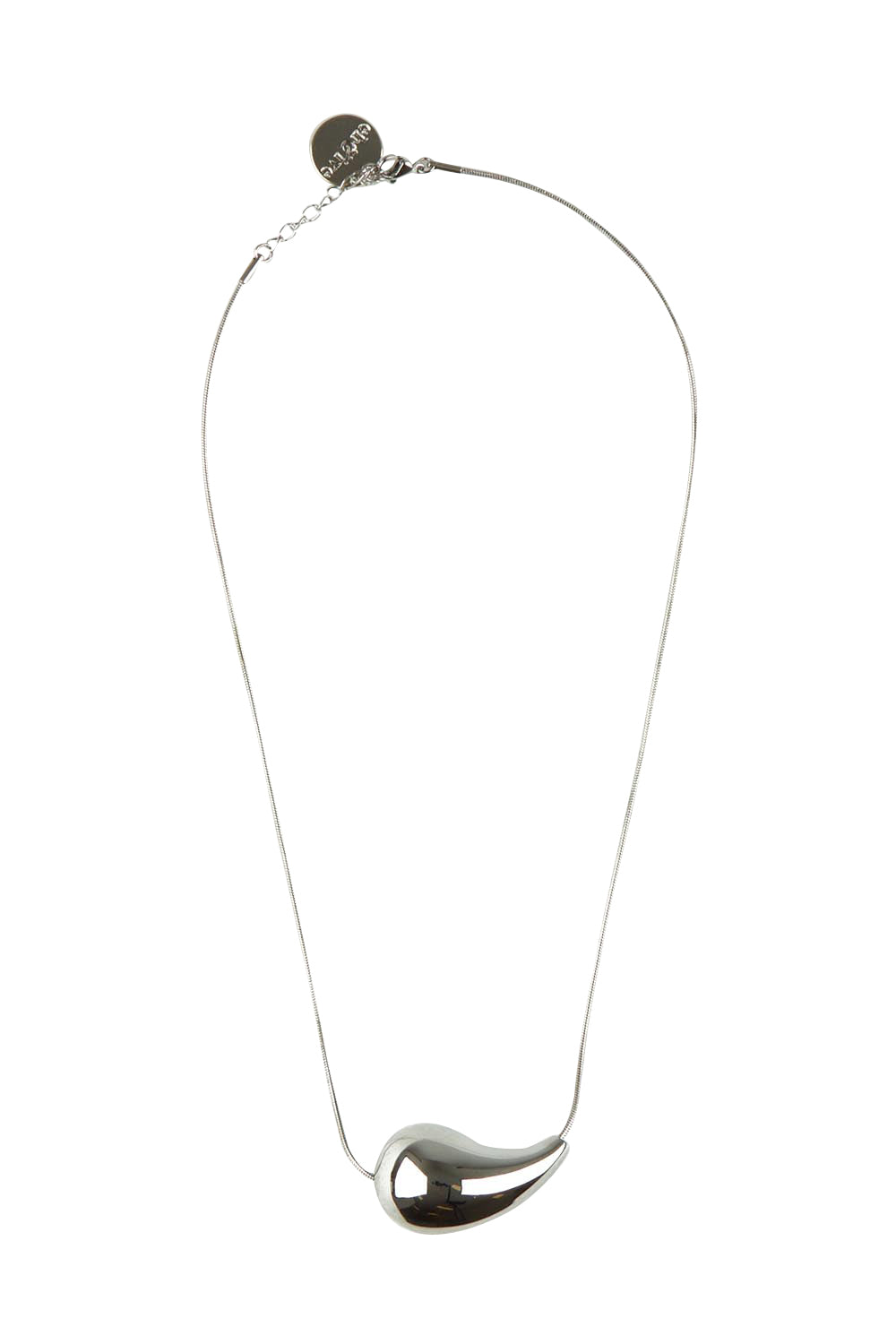Product shot of the Halcyon Short Necklace in colour Silver (Metallics), from the front
