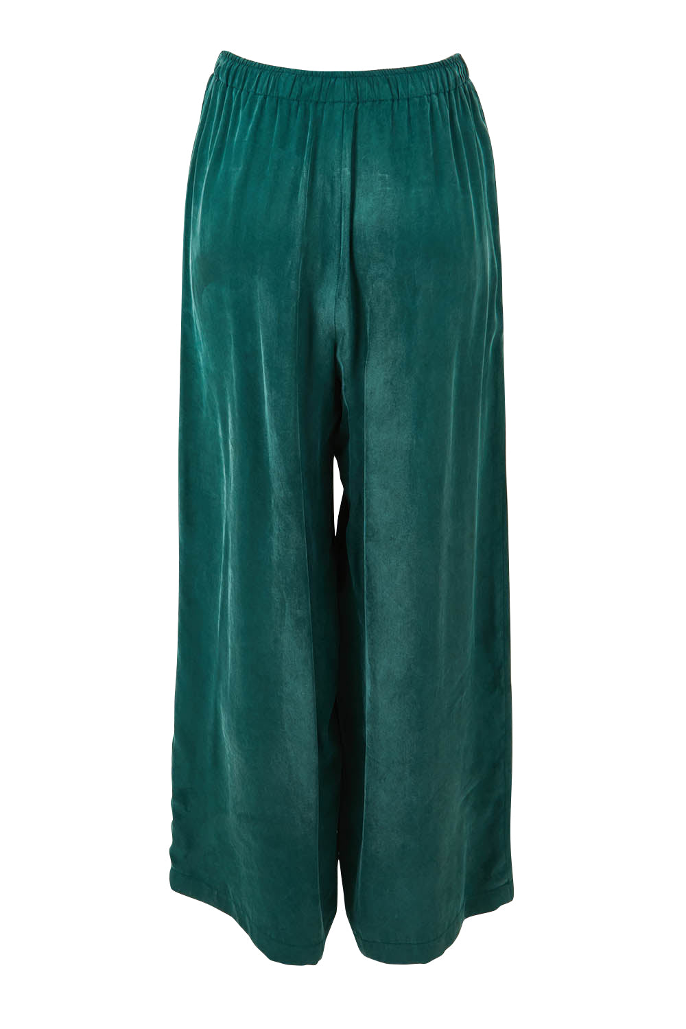 Product shot of the Eden Cupro Blend Pant in colour Aventurine (Green), from the back
