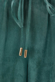 Product shot of the Eden Cupro Blend Pant in colour Aventurine (Green), detail