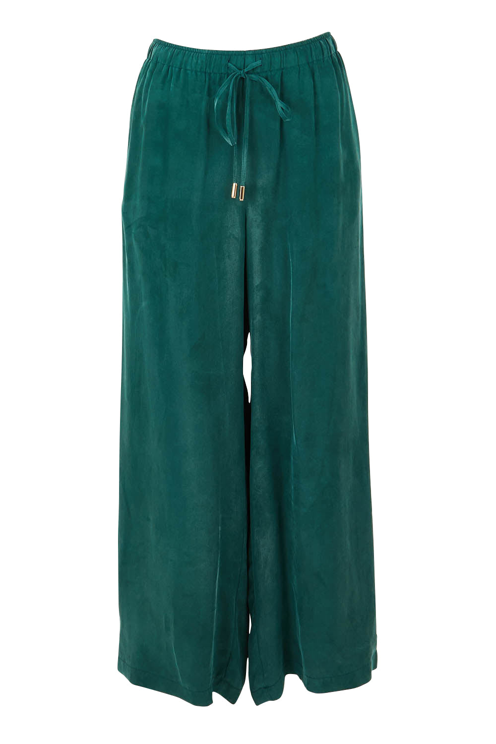 Product shot of the Eden Cupro Blend Pant in colour Aventurine (Green), from the front