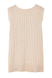 Product shot of the Naviva Cotton Vest in colour Oat, from the back