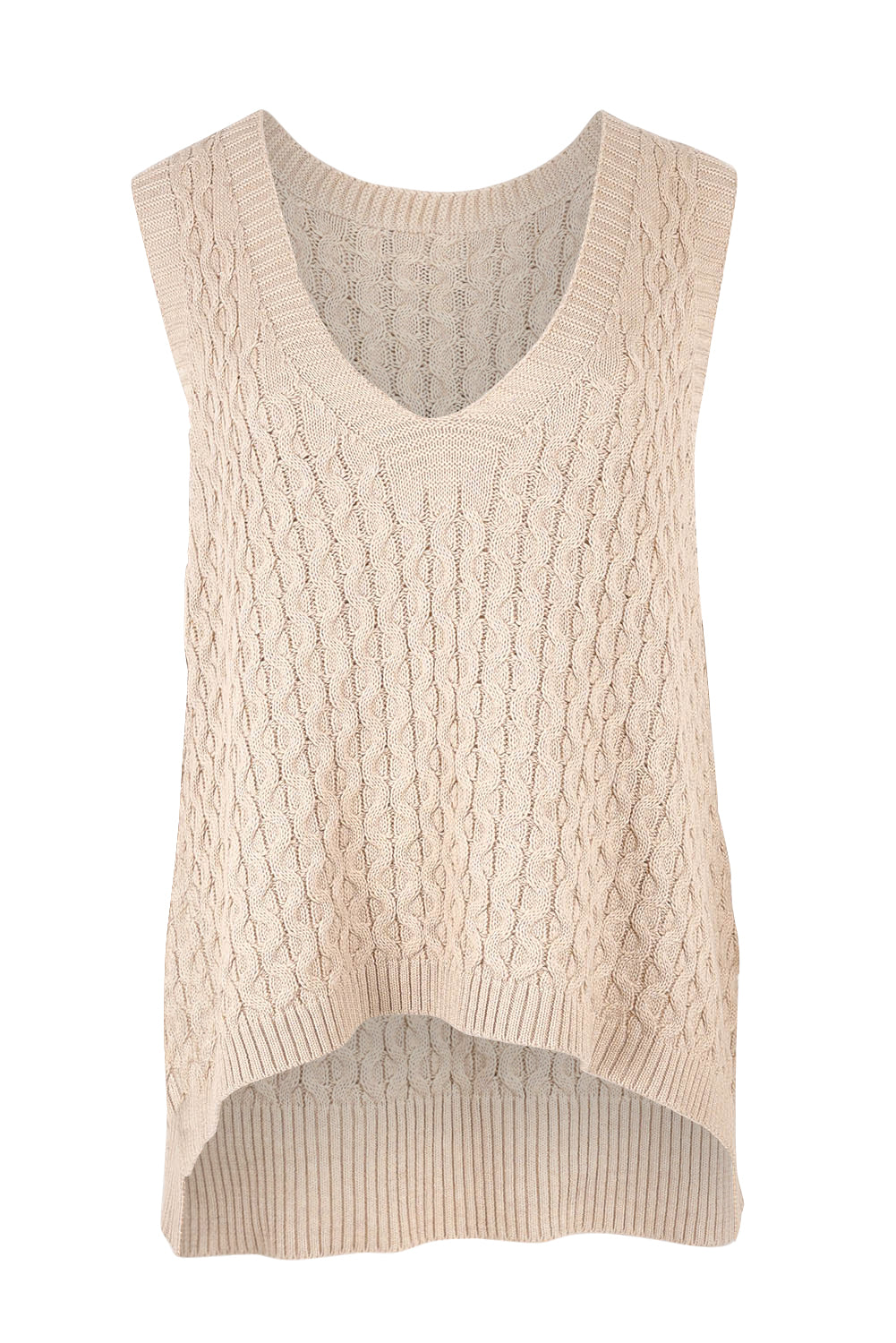 Product shot of the Naviva Cotton Vest in colour Oat, from the front