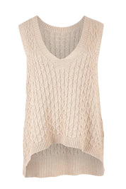 Product shot of the Naviva Cotton Vest in colour Oat, from the front