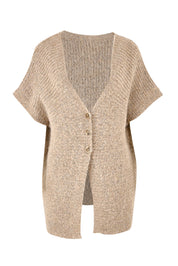 Product shot of the Folie Button Vest in colour Oat, from the front
