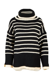 Product shot of the Katana Roll Neck Knit in colour Black (Black), from the front