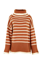 Product shot of the Katana Roll Neck Knit in colour Hazel, from the front