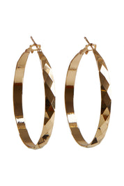 Product shot of the Estel Pressed Hoop Earring in colour Gold (Metallics), from the front
