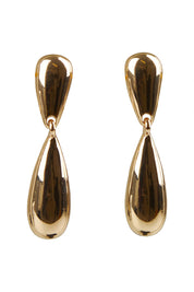 Product shot of the Pepi Drop Earring in colour Gold (Metallics), from the front