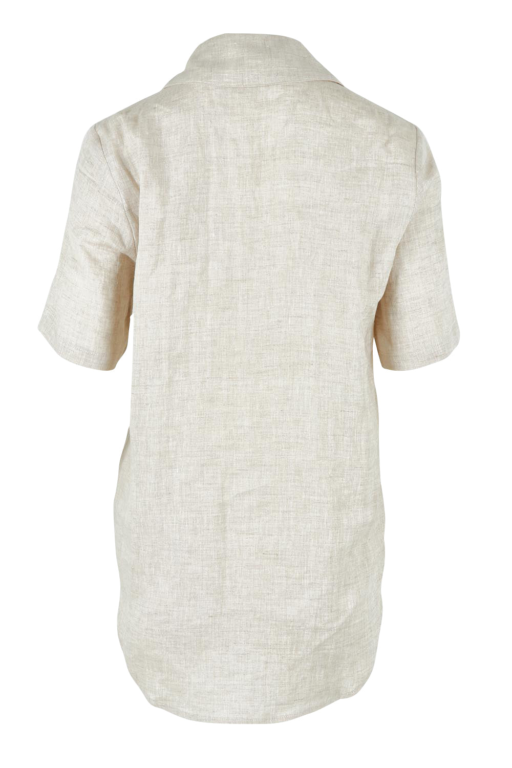 Product shot of the Studio Linen Short Sleeve Shirt in colour Dune, from the back