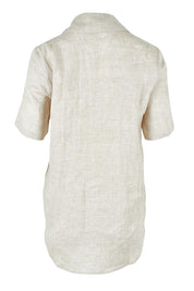 Product shot of the Studio Linen Short Sleeve Shirt in colour Dune, from the back