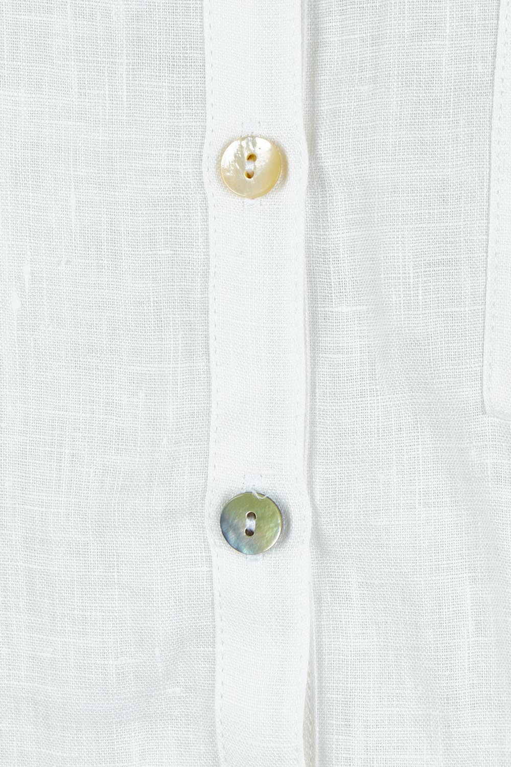 Product shot of the Studio Linen Short Sleeve Shirt in colour White (White), detail