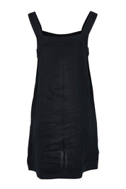Product shot of the Studio Linen Short Tank Dress in colour Black (Black), from the back