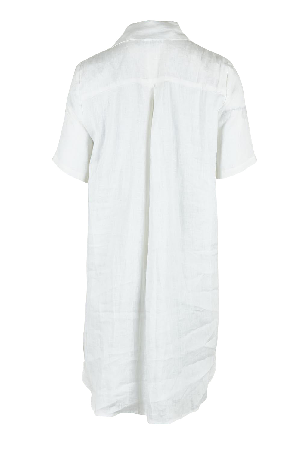 Product shot of the Studio Linen Short Shirt Dress in colour White (White), from the back