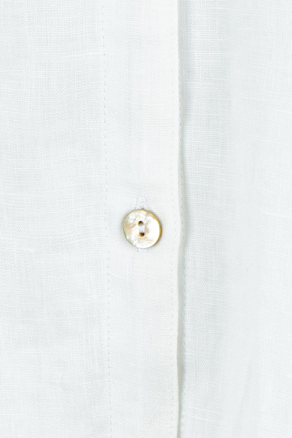 Product shot of the Studio Linen Short Shirt Dress in colour White (White), detail