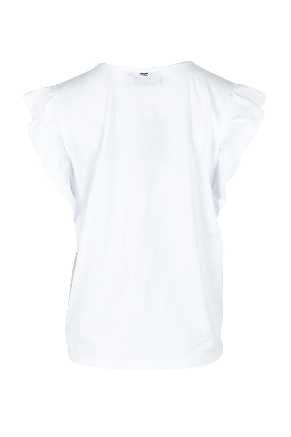 Product shot of the Francia Frill Cotton Tank in colour White (White), from the back