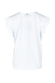 Product shot of the Francia Frill Cotton Tank in colour White (White), from the back